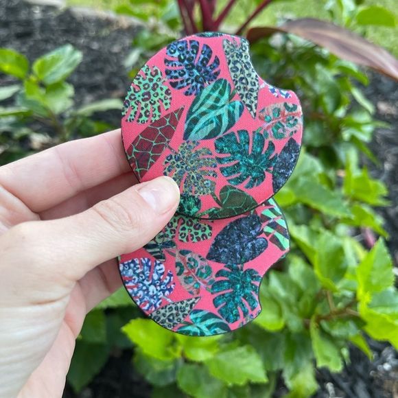 Pink Plant Car Coaster Set | Plant Coaster Set - Picture 3 of 13